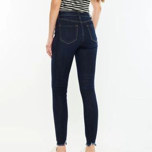 Pantalones pitillo de mezclilla ajustados con botones de cintura alta para mujer, pantalones Cargo ajustados con lavado personalizado, estilo frontal plano, superventas - Product Image 4