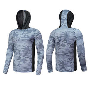 Sudadera con capucha de pesca de manga larga personalizada UPF50 + Camisas de rendimiento Poliéster Protección solar Ropa de pesca Sublimación impermeable - Product Image 2