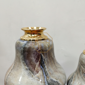 Vase à fleurs décoratif en fer et aluminium gris élégant à motif émaillé, style côtier, pour la maison, l'hôtel et les mariages - Product Image 6