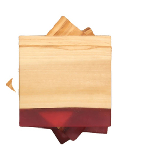 ชุดจานรองแก้ว4ชิ้นทำจากไม้และเรซินขัดเงากำหนดได้เอง2024 - Product Image 1