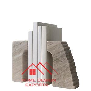 Sujetalibros de mármol blanco decorativo en forma de puente verde en forma de escalera para decoración de mesa de hogar y oficina sujetalibros con mármol Natural - Product Image 1