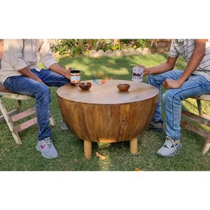 High Quality Indian Solid Mango Wood Round Shape Coffee Table For Living Room Furniture Use Best Tea Table for Cafe