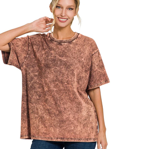 Chemise lavée à l'acide rouille | CHANVRE T-shirt surdimensionné lavé à l'acide T-shirts en coton Stone Wash - Product Image 1