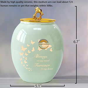 โกศสีเขียวอ่อนพร้อมผีเสื้อสีทองและ 'อยู่ในใจของฉันตลอดไปในใจของฉัน' แกะสลักโดย ayaans - Product Image 5