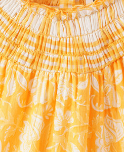 Vestido de Verano para Niñas con Estampado a Cuadros Amarillos, Manga Tres Cuartos, Falda Escalonada a Cuadros, Algodón y Gasa, Cuello de Muñeca, Ideal para Fiestas - Product Image 2