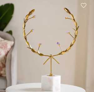 Sculpture de l'arbre de vie en métal de conception moderne faite à la main par un fabricant indien avec base en bois dessus de table chromé produit décoratif - Product Image 2