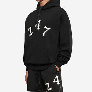 Vintage French Terry Hoodie 460 Gsm algodón pesado sudaderas con capucha de gran tamaño - Product Image 3