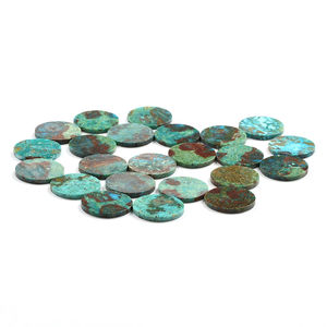 Venta al por mayor de cabujones de crisocola verde natural de piedra de Fénix redonda de corte plano doble personalizados para la fabricación de joyas - Product Image 4