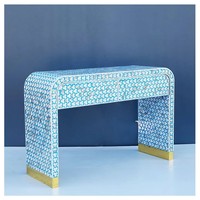 Table console cascade élégante et écologique en os incrusté – Table d'entrée réglable en hauteur pour couloir, décoration intérieure artisanale