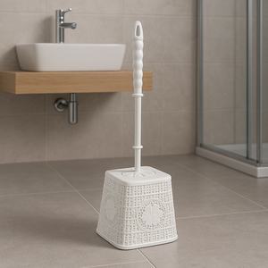 Ensemble de brosse de toilette en plastique écologique tricotée durable avec support décoratif, design traditionnel pour un nettoyage efficace de la salle de bain - Product Image 5