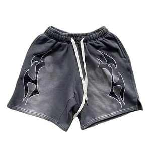Fashion Men Streetwear Heavyweight 100% Cotton Screen Printing Vintage Sun Faded Acid Washed Oversized Breathable Shorts for Men - Product Image 1