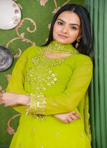 Color loro nuevo diseño aspecto precioso personalizado impreso calidad pesada imitación Georgette bordado Sharara vestido con Dupatta - Product Image 2