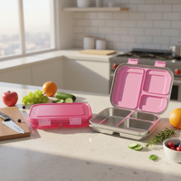 Plateau à déjeuner AOHEA en acier inoxydable SUS304, écologique, assiette à dîner scolaire, boîte à déjeuner en acier inoxydable