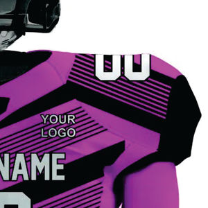 Uniforme personalizado de fútbol Americano negro y morado para hombre, aparejos transpirables, sarga, entrenamiento duradero, ropa deportiva, nombre del jugador incluye - Product Image 4