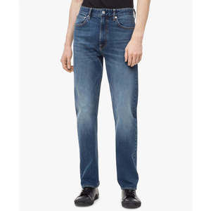 Jeans Vintage da Uomo Calvin Klein, Vestibilità Comoda, Stile Dritto Blu Navy, Denim Ricamato, Taglia 40X32, Colore Scuro per l'Inverno - Product Image 1