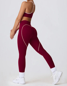 Logotipo personalizado Contraste Color Corazón Ropa activa Gimnasio Fitness Conjuntos Mujeres Entrenamiento Pilates Yoga Ropa deportiva Traje - Product Image 2