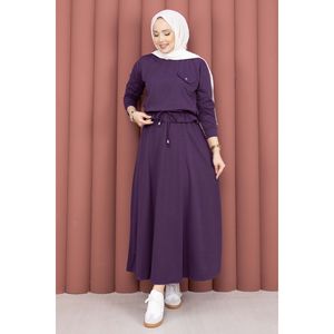 Conjunto de Dos Piezas Color Ciruela: Top Corto y Falda Ajustada, Estilo Casual Diario, Pantalones Cortos, Estampado Sólido, Talla XL, Hecho de Spandex Tejido - Product Image 1