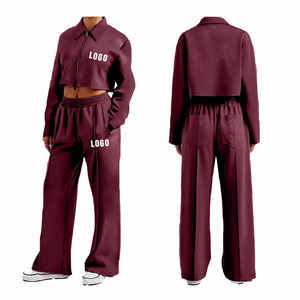 Mode décontracté ensemble femmes 2025 femmes personnalisable Fitness survêtement ensemble à manches longues décontracté culture à capuche pantalons de survêtement - Product Image 6