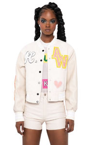 Chaqueta universitaria de algodón azul personalizada para mujer, chaqueta de béisbol acolchada con mangas largas para primavera y otoño, transpirable, OEM - Product Image 6