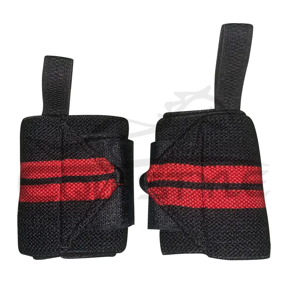Weightlifting Wrist Wraps Wholesale Customize Deadlifting Wraps Black and Red Lifting Hand Wraps Wrist Support Workout Wrist