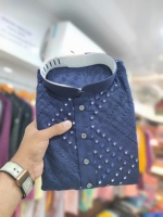 Vêtements indiens et pakistanais Kurtas en coton doux pour hommes en vente en ligne Broderie lourde sur le devant et au dos