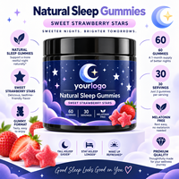 Gummies Sommeil Naturel Sans Mélatonine avec Valériane, L-Théanine, Magnésium, Passiflore, Saveur Fraise, 60 Gummies, Marque Privée