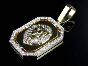 Pendentif de luxe en forme d'octogone avec tête de lion dorée et cadre en moissanite glacée, bijoux hip-hop haut de gamme, charme statement - Product Image 6