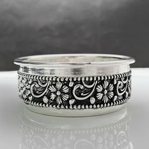 Cuenco oxidado de Plata de Ley 925 con estampado floral único para decoración de hogar y Mesa - Product Image 6