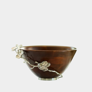 Bol de service en bois fabriqué à la main avec base florale décorative Bol à salade de table classique parfait pour servir des collations Fruits - Product Image 3