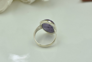 Impressionnant fait à la main 925 en argent Sterling Larimar bague en pierres précieuses 8X10mm lunette réglage forme ronde bijoux pour l'été avec cadeau pour elle - Product Image 4