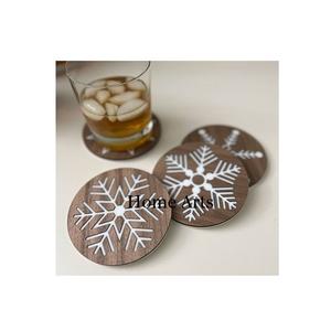 Juego de 4 Posavasos de Madera para Té y Café, la Mejor Calidad, Tamaño Personalizado, Forma Redonda, Juego de Posavasos en Venta - Product Image 3