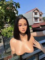 Perruques Courtes Bob Droites Noires Naturelles en Cheveux Humains Vierges Vietnamiens de 8 Pouces avec Dentelle Frontale