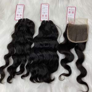 Extensiones de pelo ondulado brasileño con cierre, pelo ondulado virgen con cutícula alineada, venta al por mayor - Product Image 1