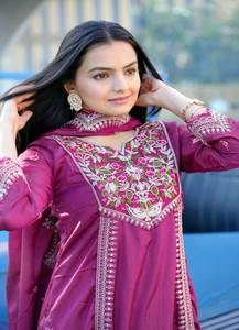 Pure Elegance High Quality Georgette Fabric Embroidered Party <b>Dresses</b> <b>Ladies</b> Women Ethnic Indian Shalwar Kameez Floor-Length - Product Image 2