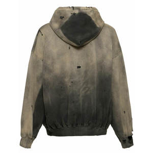 Sudadera con capucha de invierno estilo hip hop para hombre, lisa, teñida, 100% algodón, forro polar transpirable, con cremallera de un cuarto - Precio mayorista económico - Product Image 5