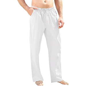 Pantalons de sport décontractés pour hommes de haute qualité, été, taille mi-haute, coton et lin, design avec cordon de serrage, vente en gros - Product Image 2