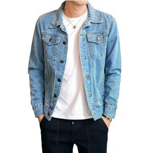 Veste en jean bleu pour homme tendance, logo personnalisable, veste en jean vintage, style streetwear, vêtements d'extérieur pour la vente en gros et la marque - Product Image 3