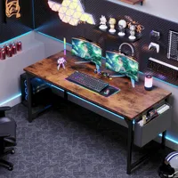 Bureau d'ordinateur OEM de 31 à 55 pouces, table d'étude, de travail ou de jeu avec sac de rangement, structure métallique, plateau en bois, montage facile