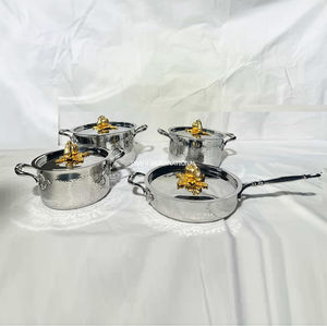 Juego de Utensilios de Cocina de Acero Inoxidable de Lujo, Olla y Sartén Martilladas, Tapa Dorada con Asa de Calabaza, Suministros para Cocina, Comedor y Hotel - Product Image 6