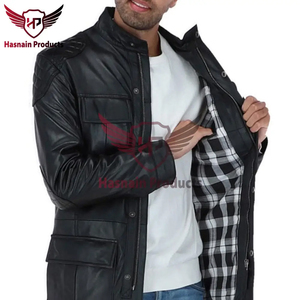 Chaqueta de cuero negra de primera calidad para hombre Abrigo de invierno de artesanía superior de estilo callejero con estilo inigualable - Product Image 2