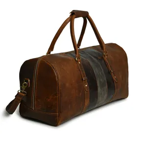 Sac de sport de luxe en cuir Weekender fait à la main et durable avec logo OEM personnalisé fermeture à glissière sac de voyage - Product Image 4