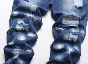 Pantalons en jean personnalisés en gros, jeans décontractés de haute qualité, jeans unis pour hommes - Product Image 4