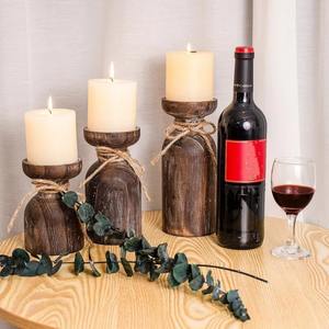 Candelero de madera clásico con lazo de cuerda, ideal para dormitorio, sala de estar y decoración para fiesta de boda, hecho a mano de La India - Product Image 4