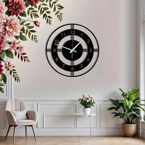 Premium Round Black Metal Wall Clock With Artistic Detailing Perfect Accent For Bedrooms Living Rooms <b>Kitchens</b> And Office Walls - Product Image 6