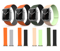 Bracelet magnétique réversible double face pour montre connectée, en silicone souple, largeur de bande 22 mm, boucle à pression, boucle sport pour montre