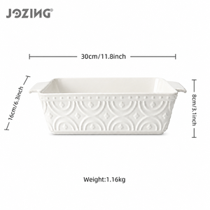 <span class=keywords><strong>Plat</strong></span> à four rectangulaire en céramique blanche JOZING, <span class=keywords><strong>plat</strong></span> à lasagnes gaufré, vaisselle de table, fournisseur de vaisselle, compatible four et lave-vaisselle - Product Image 5
