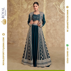 Lanzamiento exquisito diseñador Real Premium Chinon seda tamaño libre cosido colecciones de trajes fabricante por Royal Export en Surat - Product Image 3