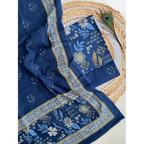 Hermoso traje de 3 colores, piezas hechas con tela de algodón puro, conjunto de traje Salwar de diseñador que incluye fondo de algodón suave y Kota Doriya - Product Image 2
