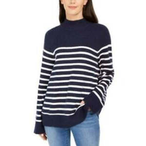 Maglione da Donna Charter Club Vintage Casual a Righe con Collo Alto, Traspirante, Lavorato a Maglia, Morbido, Blu, per Autunno Inverno, Taglia X-Large - Product Image 1