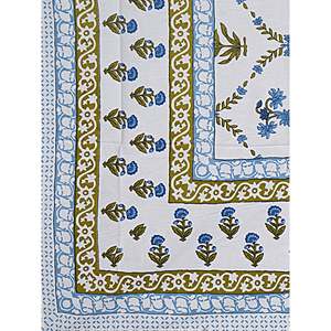 Turquoise Blue Floral 180 TC Cotton Single Bedsheet with 1 Pillow Cover Classic <b>King</b> <b>Size</b> 3-Piece Set (BSB1104) - Product Image 4
